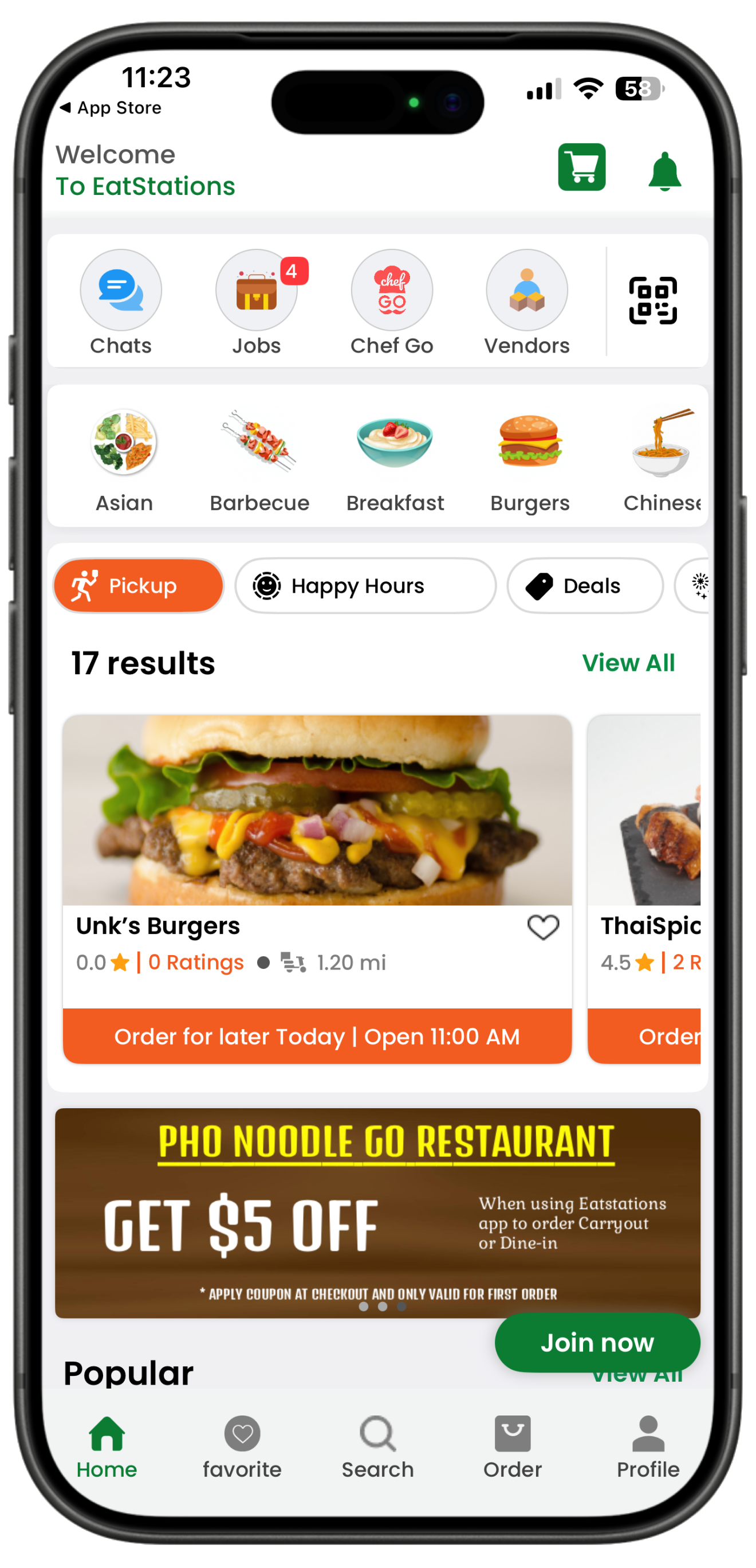 eatstations app screen